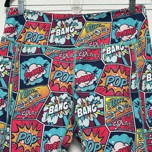 Constantly Varied Gear CVG Comic Strip Leggings BOOM POP BANG Women Large Capri